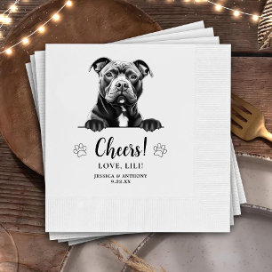 Staffy Hund Personalisiert Hand Zeichnend Beifall Serviette