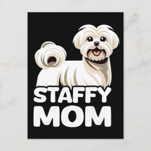 Staffy-Mama mit Maltese T-Shirt-Design Vektor Feiertagspostkarte