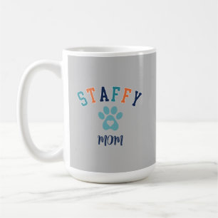 Staffy Mama Pawprint Heart Custom Text Retro Kaffeetasse