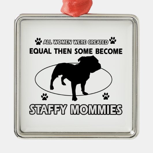 staffy Mamaentwürfe Silbernes Ornament (Vorne)