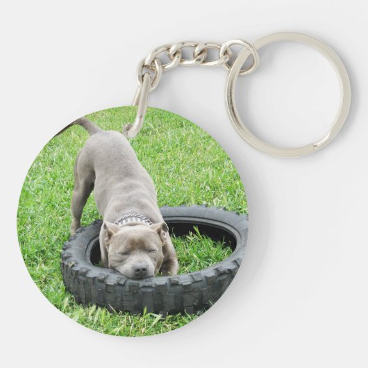 Staffy One Chomp oder Two, Schlüsselanhänger (Rückseite)