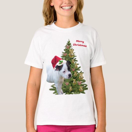 Staffy Puppy Christmas, Kids Tshirt (Vorderseite)