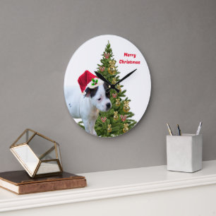 Staffy Puppy Christmas, Wall Clock Große Wanduhr