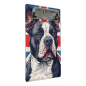 Staffy & Union Jack Flag Mini Klemmbrett (Schrägansicht)