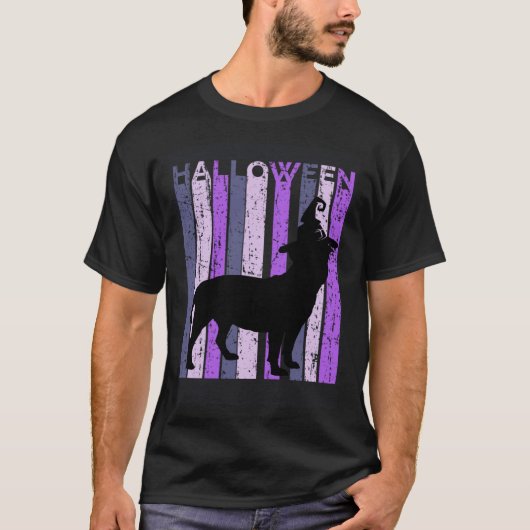 Staffy Witch Hat Halloween Spooky Creepy Lila, abe T-Shirt (Vorderseite)