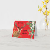 Stag auf rotem Weihnachten Karte (Gelbe Blume)