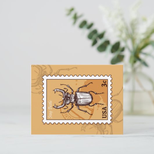 Stag Beetle Postkarte (Stehend Vorderseite)