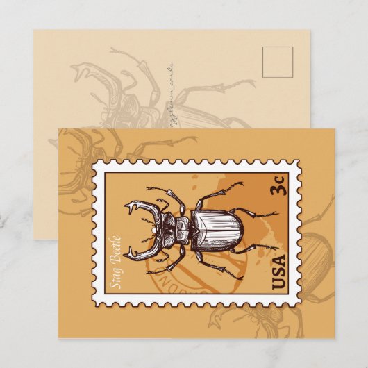 Stag Beetle Postkarte (Vorne/Hinten)