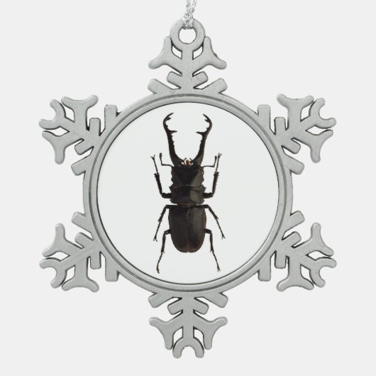 Stag Beetle Schneeflocken Zinn-Ornament (Vorderseite)