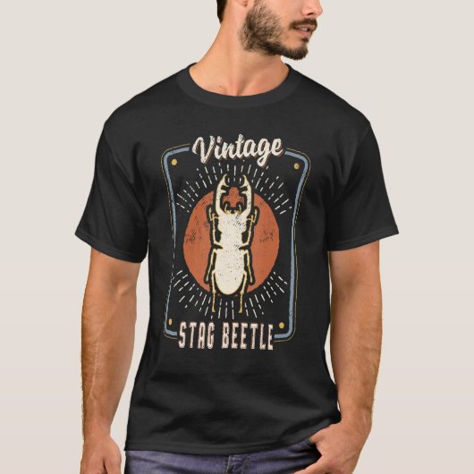 Stag Beetle Vintag Retro Klassische Liebe T-Shirt (Vorderseite)