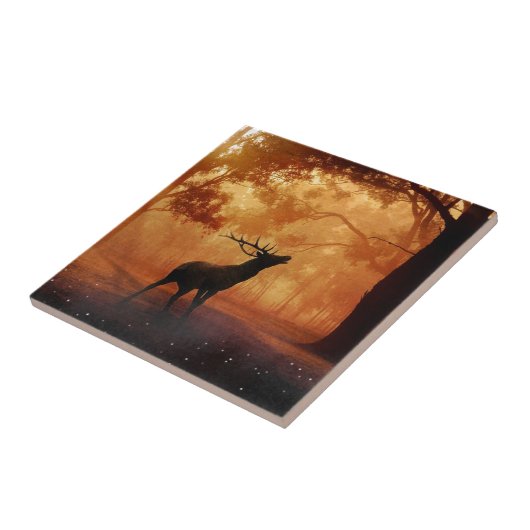 Stag bei Sunset Fliese (Seite)
