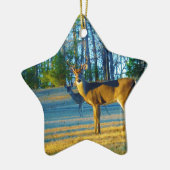 Stag / Buck Deer, hellblauer Himmel Keramik Ornament (Links)