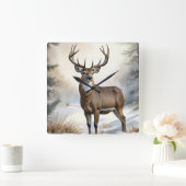 Stag Buck Deer Quadratische Wanduhr (Zuhause)