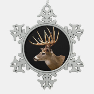 Stag Buck Deer Schneeflocken Zinn-Ornament