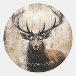 Stag Christmas Runder Aufkleber