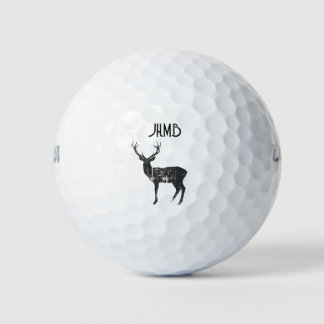 Stag Deer Animal logo Monogram Art Golfball