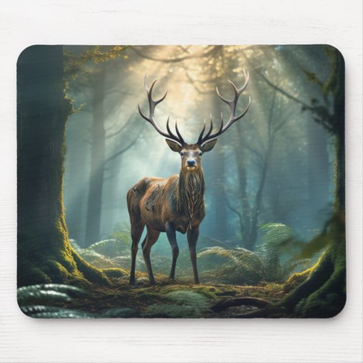 Stag Deer Animal Wildlife Wilderness Kunst, Dichtu Mousepad (Vorne)