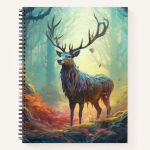 Stag Deer Animal Wildlife Wilderness Kunst, Dichtu Notizblock