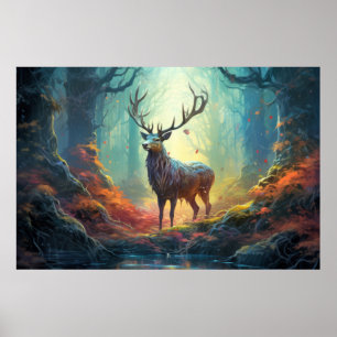 Stag Deer Animal Wildlife Wilderness Kunst, Dichtu Poster