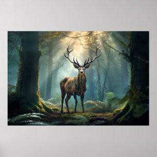 Stag Deer Animal Wildlife Wilderness Kunst, Dichtu Poster