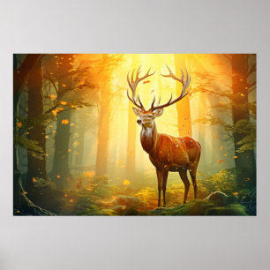 Stag Deer Animal Wildlife Wilderness Kunst, Dichtu Poster