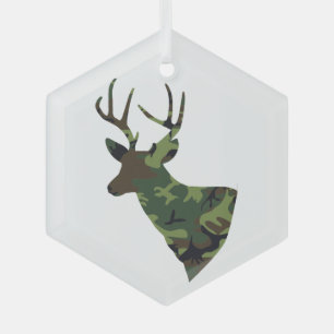 Stag Deer Camouflage Green Ornament Aus Glas