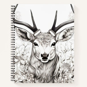 Stag Deer Friedlich Nature Prairie Sketch Zeichnen Notizblock