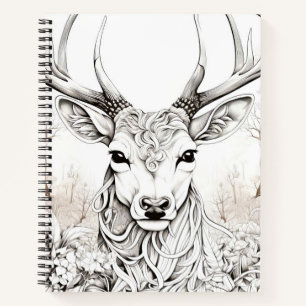 Stag Deer Friedlich Nature Prairie Sketch Zeichnen Notizblock