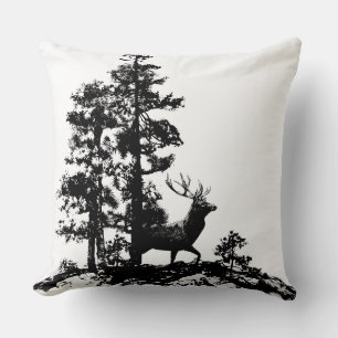 Stag Deer Tree Forest Animal Silhouette Art Kissen