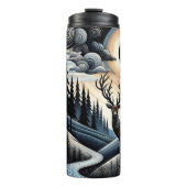 Stag Deer Under Eclipsed Celestie Sky Thermosbecher (Vorderseite)