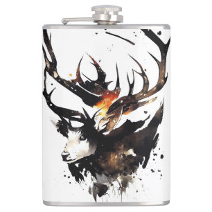 Stag Deer Wild Nature Free Spirit Brush Malerei Flachmann