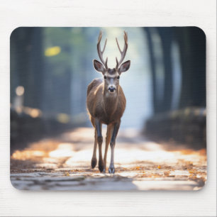 Stag Deer Wildlife Animal auf der Straße Mousepad