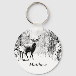 Stag Deer Winter Forest Wildlife Animal Nature Schlüsselanhänger