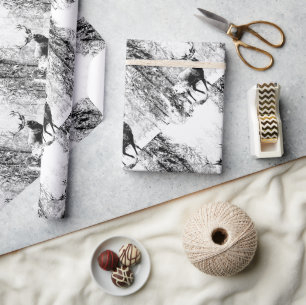 Stag Deer Winter Forest Wildlife Tierwelt Kunst, D Geschenkpapier