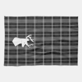 Stag Head auf Schwarz/Weiß Kariert Geschirrtuch (Horizontal)