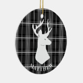 Stag Head auf Schwarz/Weiß Kariert Keramikornament (Rechts)