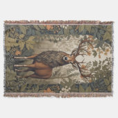 Stag im Wald William Morris Inspiriert Decke (Vorderseite)