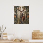 Stag im Wald William Morris Inspiriert Poster (Küche)