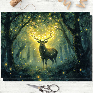 Stag in einem verzauberten Waldsterben Seidenpapier