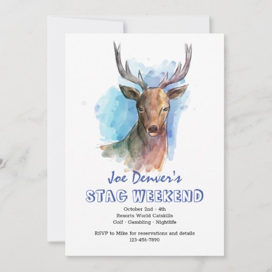 Stag in Wasserfarbe Einladung (Vorderseite)