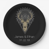 Stag Mandala Personalisiert Wedding Pappteller (Vorderseite)