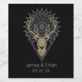 Stag Mandala Wedding Weinetikett (Einzelnes Label)