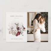 Stag Marsala Foliage Wreath Foto Frohe Weihnachten (Vorne/Hinten)