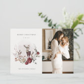 Stag Marsala Foliage Wreath Foto Frohe Weihnachten (Stehend Vorderseite)