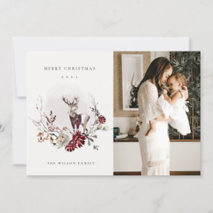 Stag Marsala Foliage Wreath Foto Frohe Weihnachten