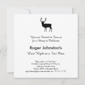 Stag Night - Bachelor oder Stag Party Schwarz-weiß Einladung (Rückseite)
