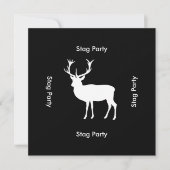 Stag Night - Bachelor oder Stag Party Schwarz-weiß Einladung (Vorderseite)