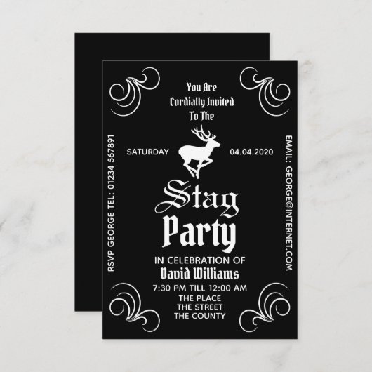 Stag Party Celebration Einladung (Vorne/Hinten)