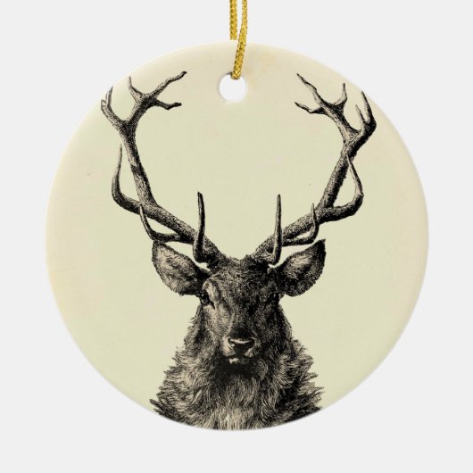 Stag Print, Hirschdruck, Vintag, skandinavisch Keramik Ornament (Vorne)