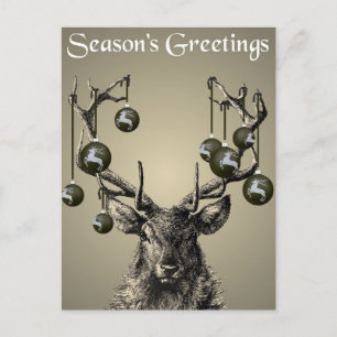 Stag Print, Hirschdruck, Vintag, skandinavisch Postkarte